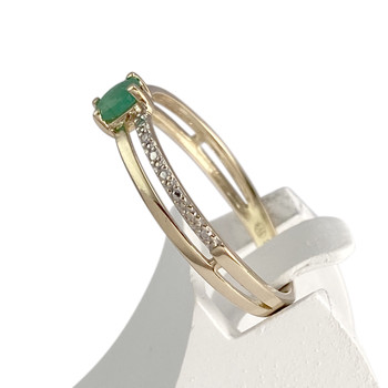 Bague d'occasion or 375 2 tons diamant emeraude