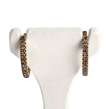 Tweedehands gouden 750 gele diamanten hoepel oorbellen