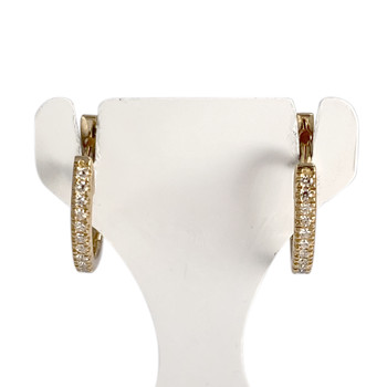 Tweedehands gouden 750 gele diamanten hoepel oorbellen