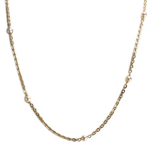 Collier d'occasion or 750 jaune maille forcat perle de culture