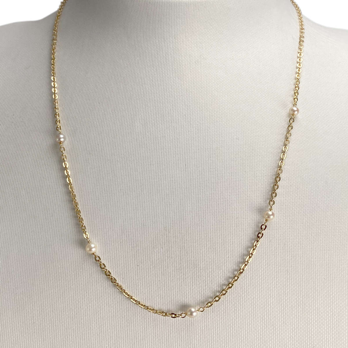 Collier d'occasion or 750 jaune maille forcat perle de culture - vue 2