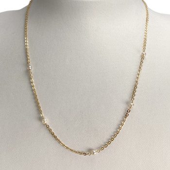 Collier d'occasion or 750 jaune maille forcat perle de culture