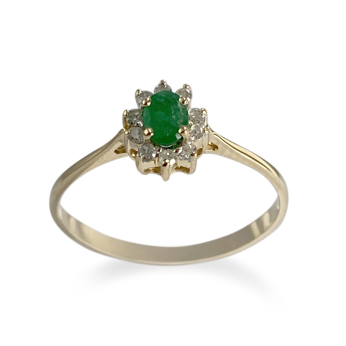 Bague d'occasion or 750 jaune diamant emeraude