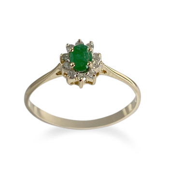 Bague d'occasion or 750 jaune diamant emeraude