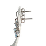 Boucles d'oreilles d'occasion or 375 blanc diamants topazes sky blue traitées - vue 2