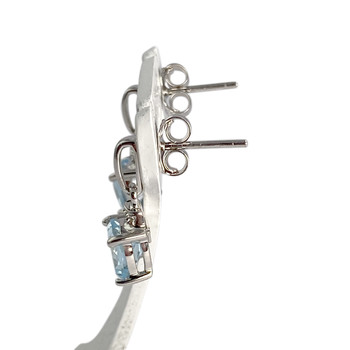 Boucles d'oreilles d'occasion or 375 blanc diamants topazes sky blue traitées