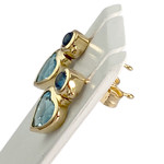 Boucles d'oreilles d'occasion or 750 jaune topazes bleues traitées et saphirs - vue 2
