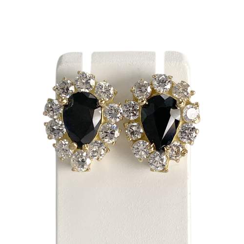 Boucles d'oreilles d'occasion or 750 jaune saphir zirconias