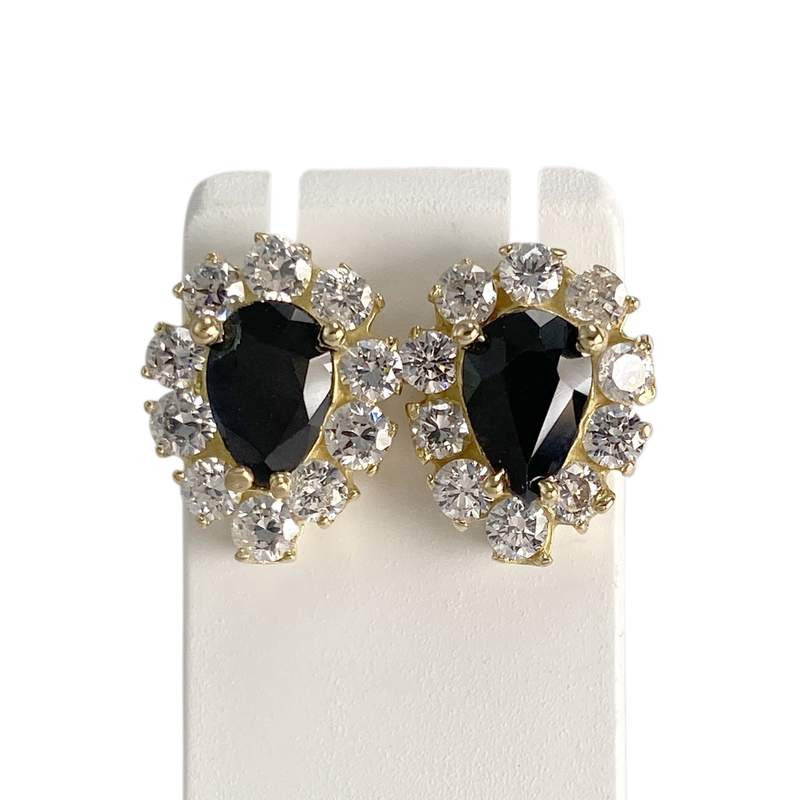 Boucles d'oreilles d'occasion or 750 jaune saphir zirconias - vue 1