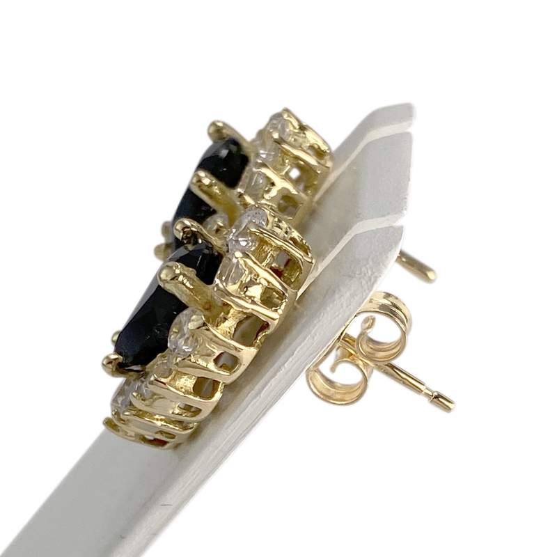 Boucles d'oreilles d'occasion or 750 jaune saphir zirconias - vue 2