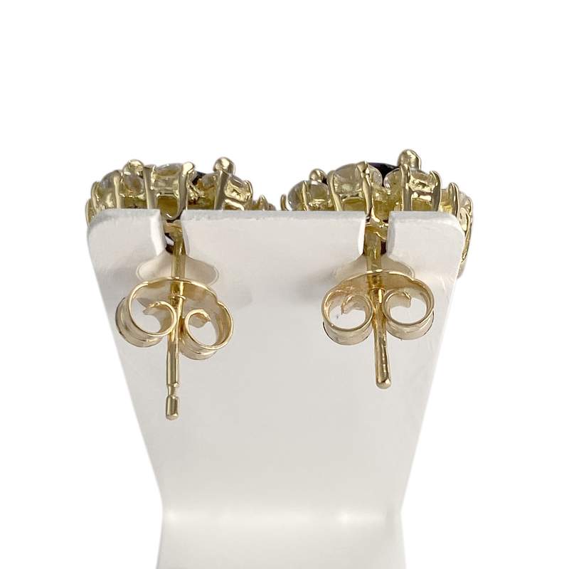 Boucles d'oreilles d'occasion or 750 jaune saphir zirconias - vue 3