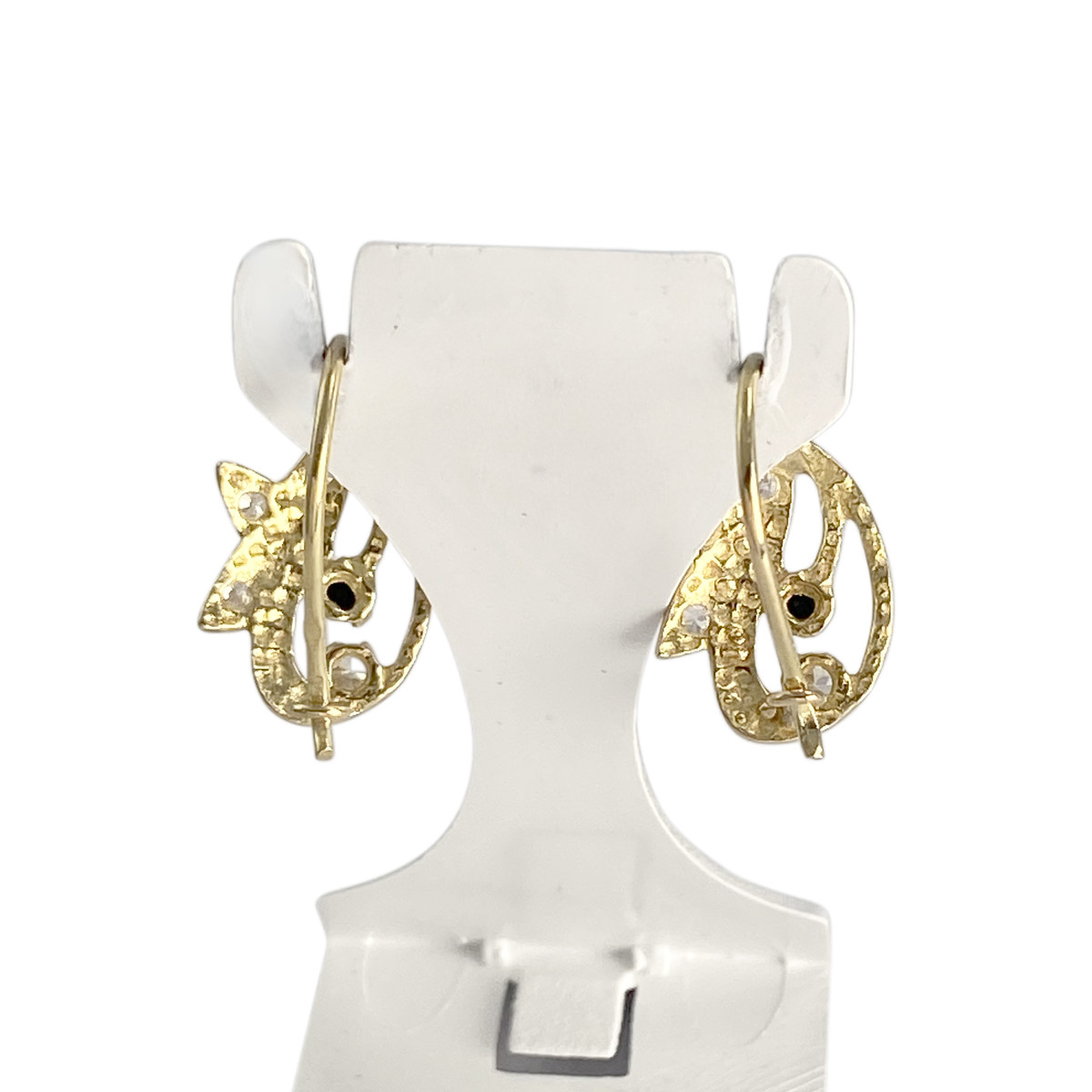 Boucles d'oreilles d'occasion or 750 jaunezirconiaszirconias - vue 3