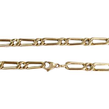 Tweedehands ketting van 750 geelgoud met paardenmotief en afwisselende schakels, 52,5 cm