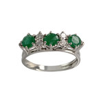Bague d'occasion or 750 blanc diamants émeraudes - vue 1