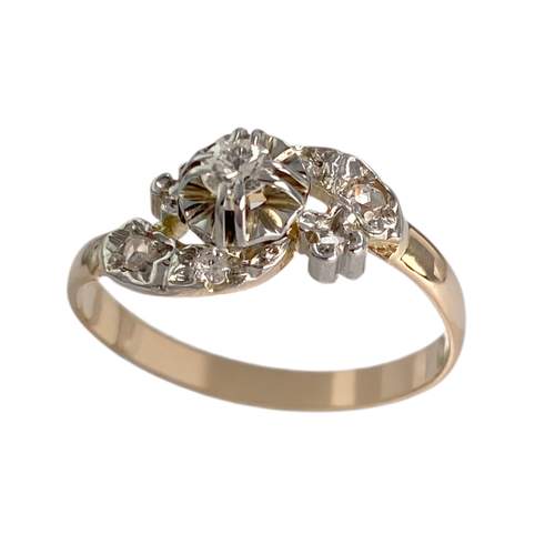Bague d'occasion  or 750 2 tons diamants
