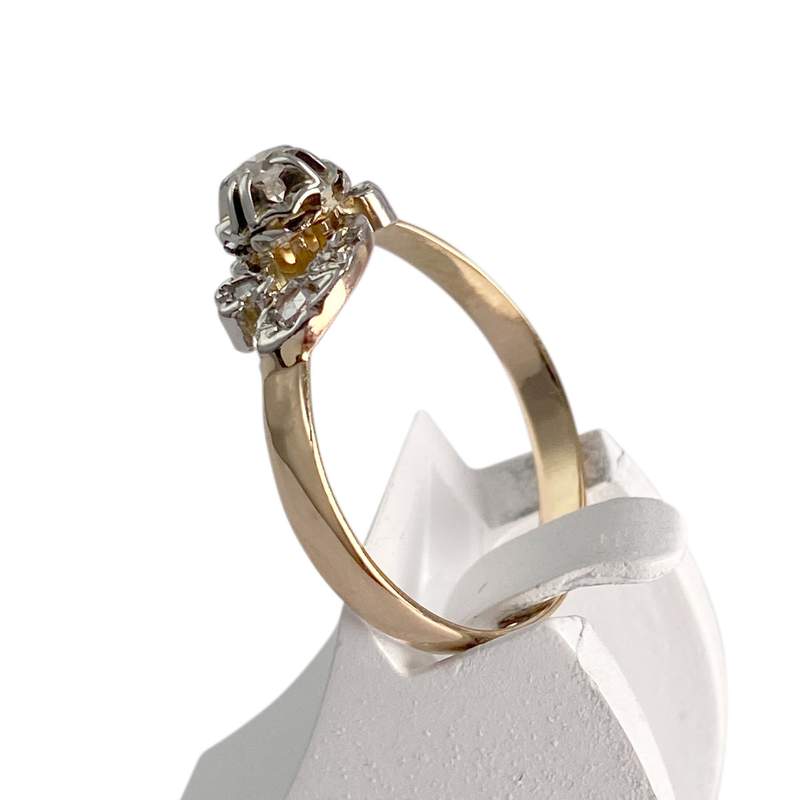 Bague d'occasion  or 750 2 tons diamants - vue 2