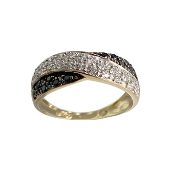 Second-hand gold ring 750 yellow zirconias