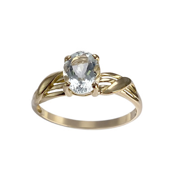 Bague d'occasion or 750 jaune aigue marine