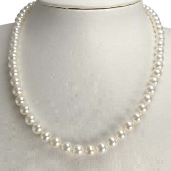 Collier d'occasion or 750 jaune choker perle de culture