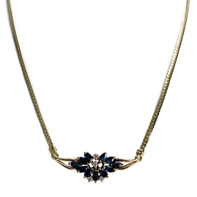 Collier d'occasion or 750 jaune saphir diamant - vue 1