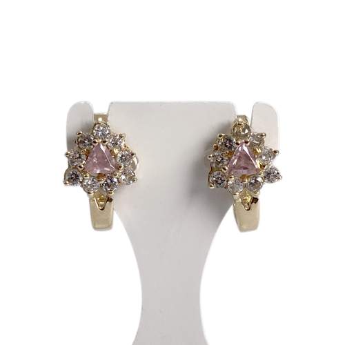 Boucles d'oreilles d'occasion or 585 jaunezirconiaszirconias