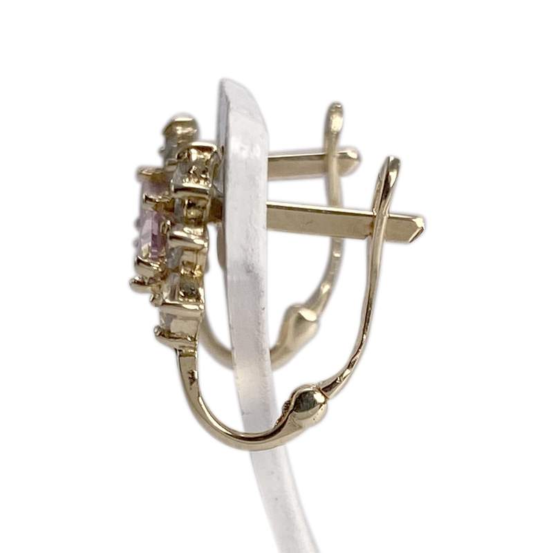Boucles d'oreilles d'occasion or 585 jaunezirconiaszirconias - vue 2