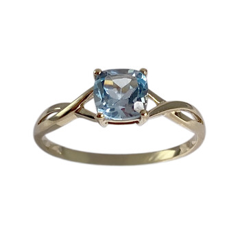 Bague d'occasion or 375 jaune topaze bleue traitée