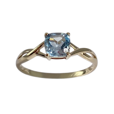 Bague d'occasion or 375 jaune topaze bleue traitée - vue 1