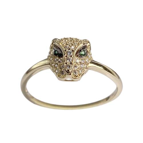 Bague d'occasion or 375 jaune léopard zirconias