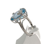 Bague d'occasion or 375 blanc topaze traitée swiss blue diamant - vue 2