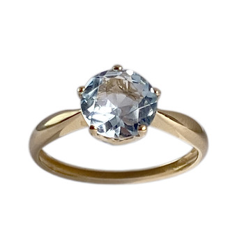 Bague d'occasion or 750 jaune topaze bleue traitée
