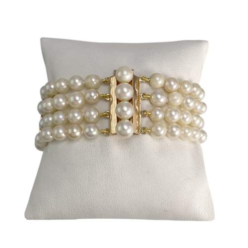 Bracelet d'occasion or 750 jaune perle de culture