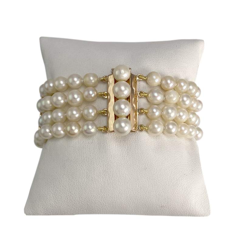 Bracelet d'occasion or 750 jaune perle de culture - vue 1