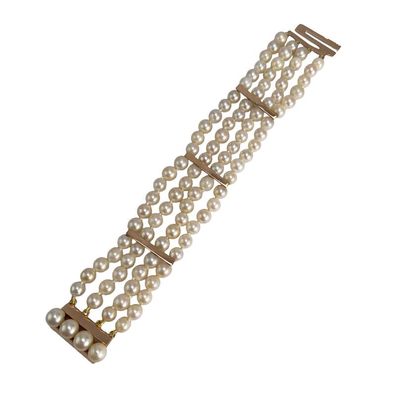 Bracelet d'occasion or 750 jaune perle de culture - vue 2