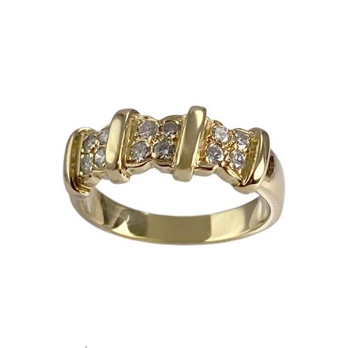 Tweedehands gouden ring 750 gele diamanten