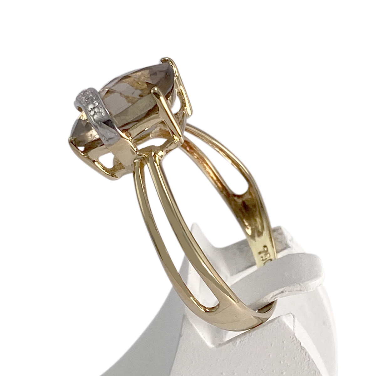 Bague d'occasion or 750 2 tons diamant quartz fumé - vue 2