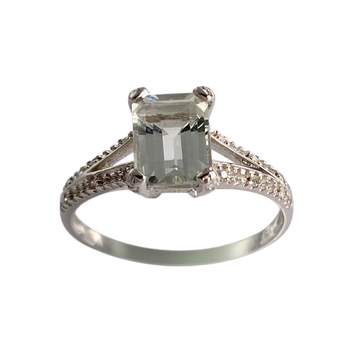 Bague d'occasion or 375 blanc quartz diamants