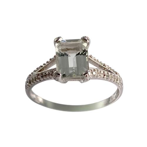 Bague d'occasion or 375 blanc quartz diamants
