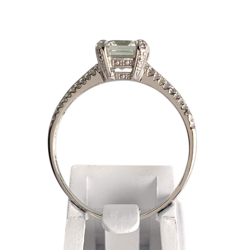 Bague d'occasion or 375 blanc quartz diamants - vue 3