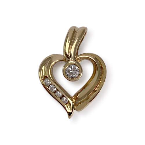 Pendentif coeur d'occasion or 750 jaune diamants