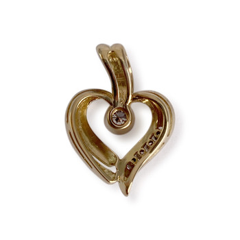 Pre-owned 18K yellow gold heart pendant with diamonds