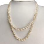 Double rang d'occasion or 750 jaune perle de culture - vue 2