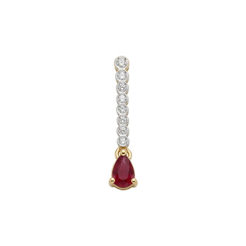 Pendentif d'occasion or 375 2 tons diamant rubis