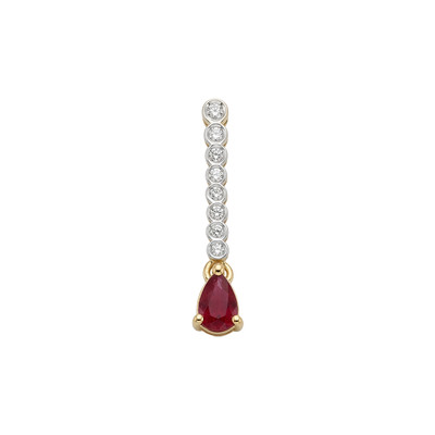 Pendentif d'occasion or 375 2 tons diamant rubis