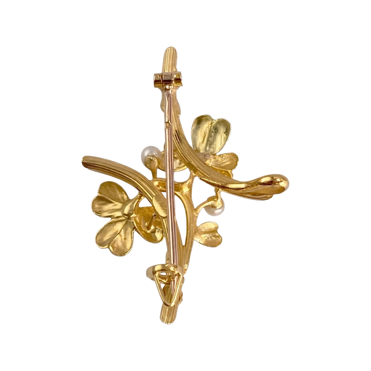 Broche d'occasion or 750 jaune perles de culture - vue 2