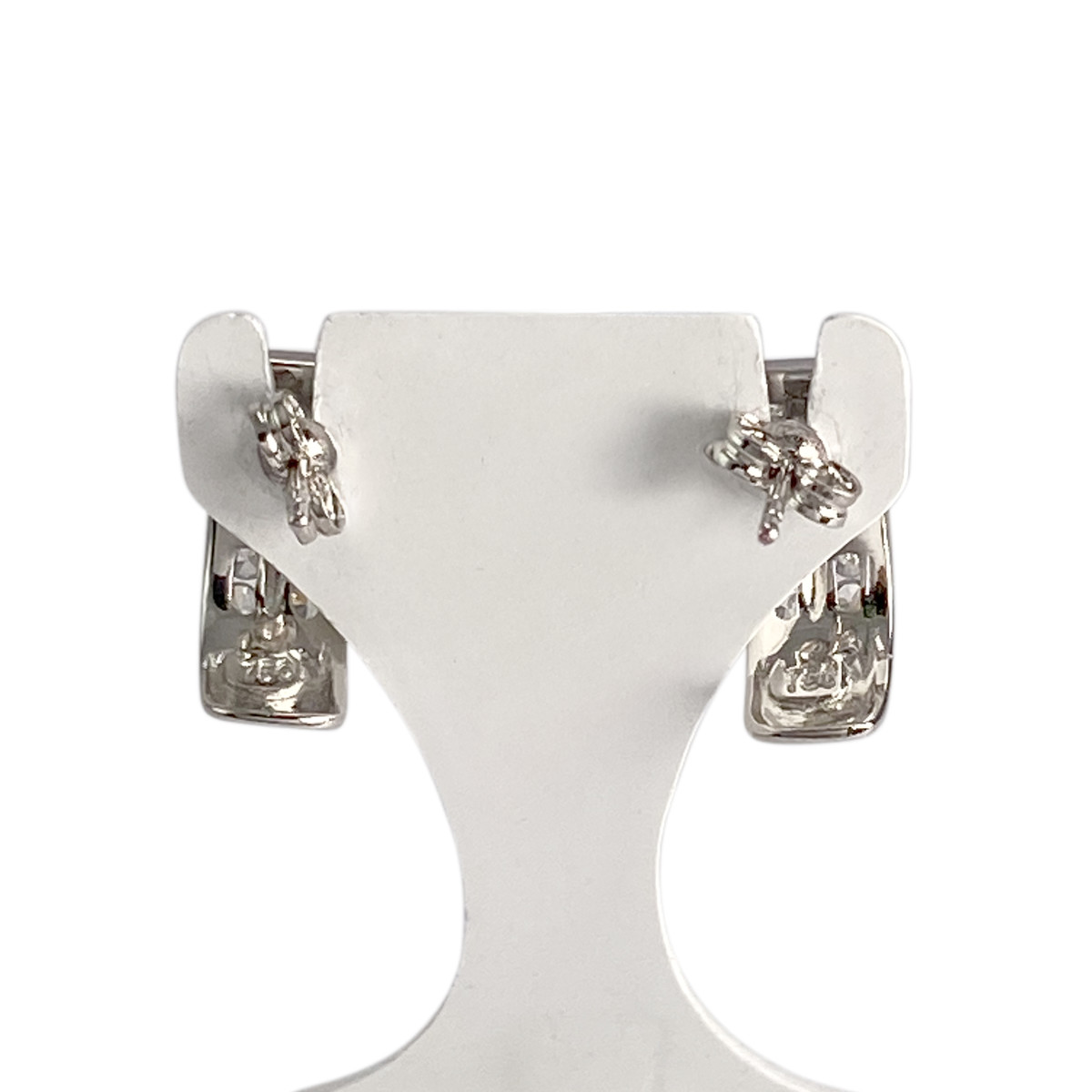 Boucles d'oreilles d'occasion or 750 blanczirconias - vue 3