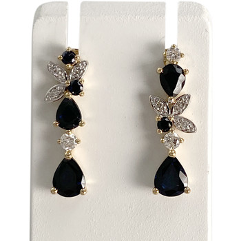 Boucles d'oreilles d'occasion or 750 jaune diamant saphir
