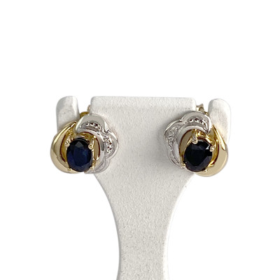 Boucles d'oreilles d'occasion  or 750 2 tons saphirs