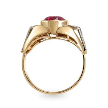 Bague d'occasion 2 ors 750 rubis synthetique