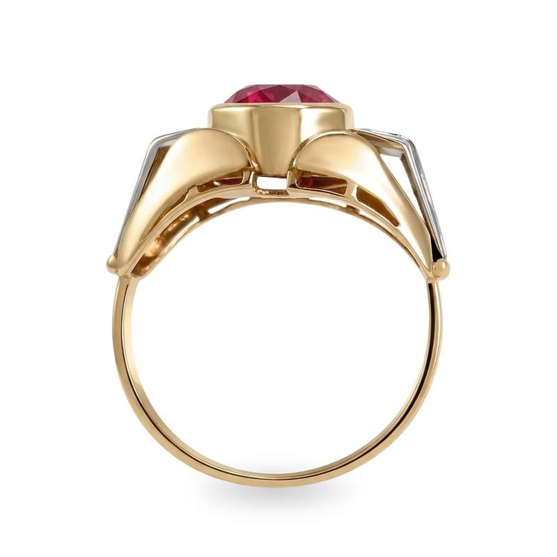 Bague d'occasion 2 ors 750 rubis synthetique - vue 3